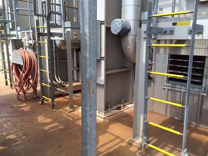 Rung covers installed on ladders at a power plant